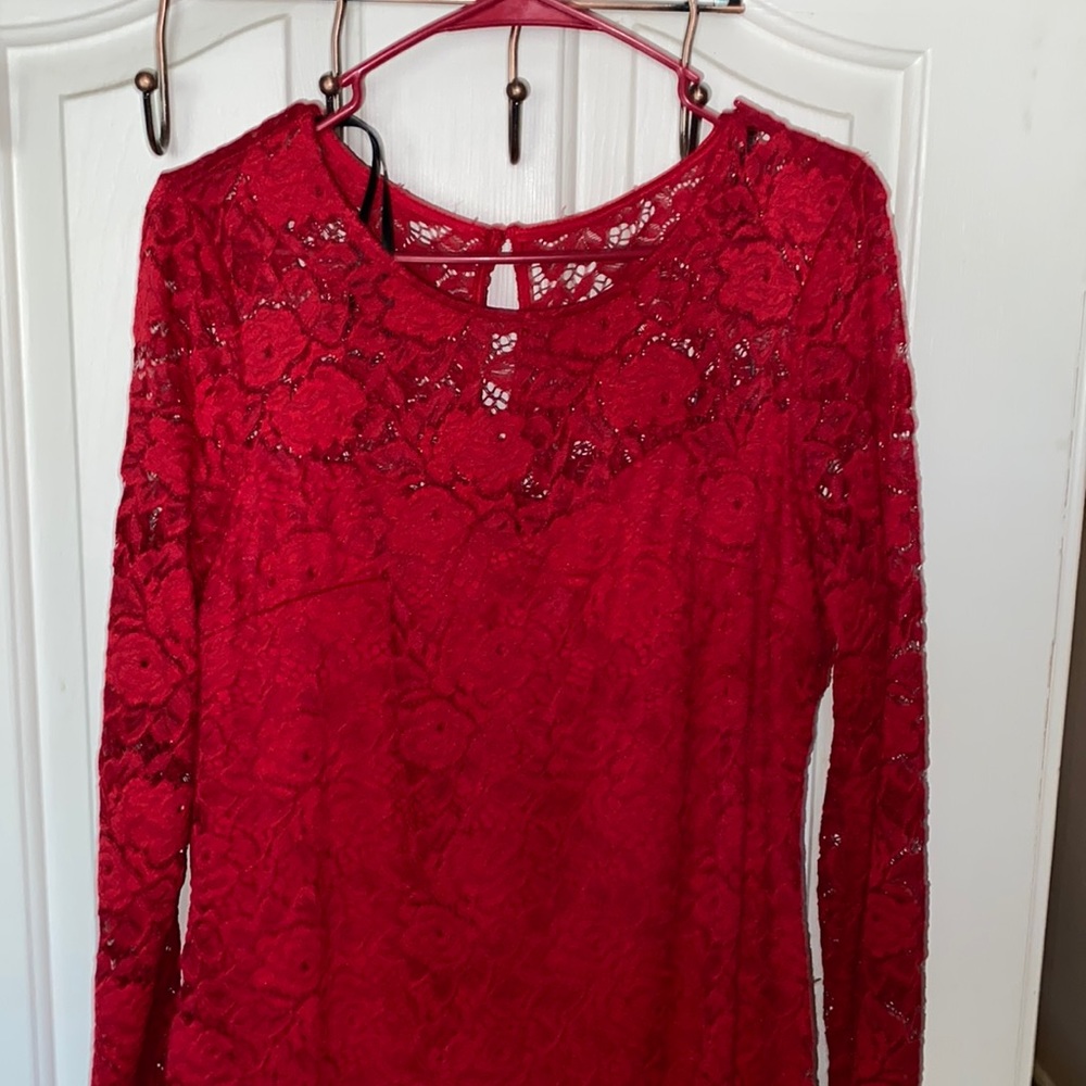 Red lace dress